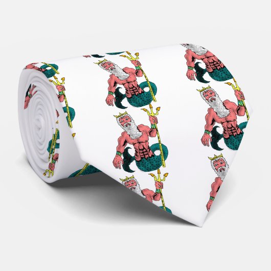 Poseidonの三叉の矛を握る海のギリシャの神 ネクタイ (ロール)