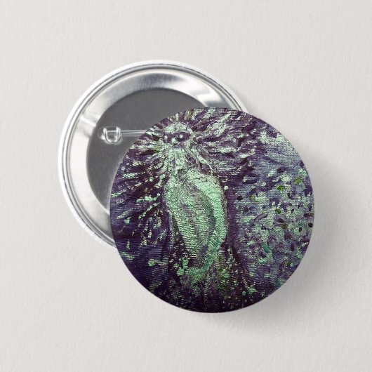 Poseidonの青いギリシャの神の超現実的な絵画 缶バッジ (正面&裏面)