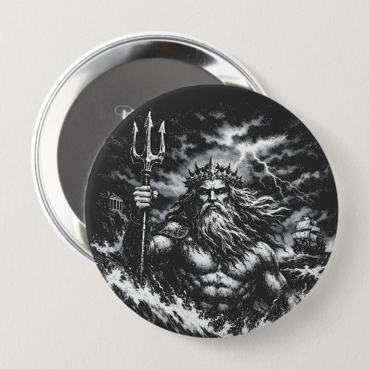 Poseidon — Lord of the Deep by BurnsInHell 缶バッジ (正面&裏面)