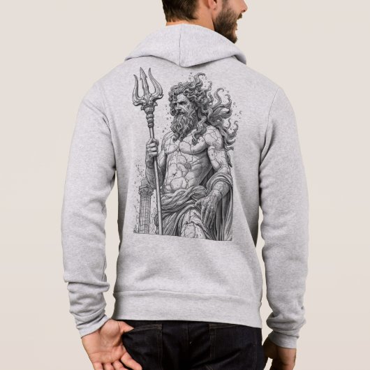 Poseidon Minimalist Line Art Hoodie パーカ (裏面)