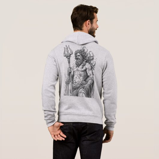 Poseidon Minimalist Line Art Hoodie パーカ (裏面フル)