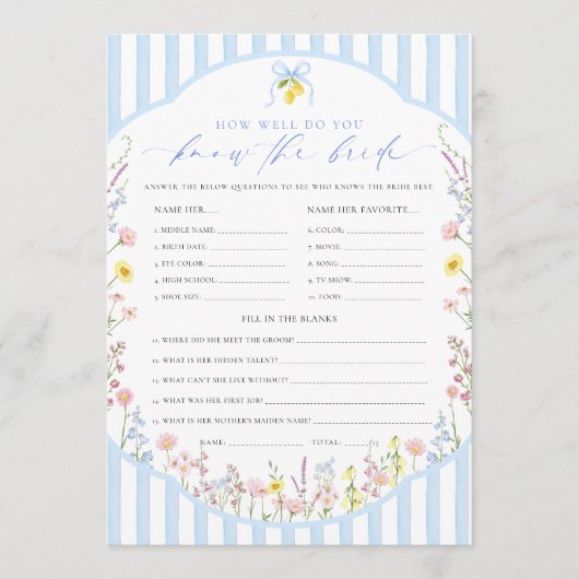 Posey How Well Do You Know The Bride Game 招待状 (正面)