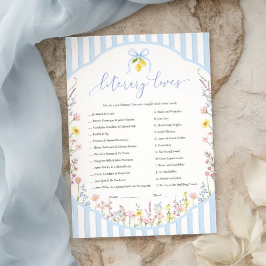 Posey Literary Loves Game 招待状