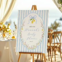 Posey Wildflower Blue Bow ベビーシャワーのウェルカム