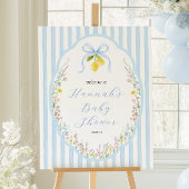 Posey Wildflower Blue Bow ベビーシャワーのウェルカム ポスター