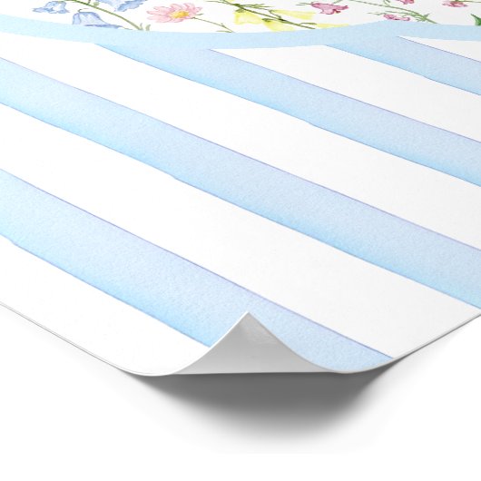 Posey Wildflower Blue Bow Baby Shower Welcome ポスター (角)