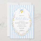Posey Wildflower Blue Bow Bridal Shower Invitation 招待状 (正面)