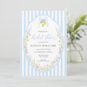 Posey Wildflower Blue Bow Bridal Shower Invitation 招待状 (スタンド正面)