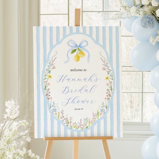 Posey Wildflower Blue Bow Bridal Shower Welcome ポスター