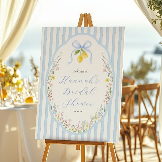 Posey Wildflower Blue Bow Bridal Shower Welcome ポスター