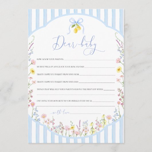 Posey Wildflower Dear Baby Game 招待状 (正面)