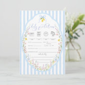 Posey Wildflowers Blue Bow ベビー予測ゲーム 招待状 (スタンド正面)