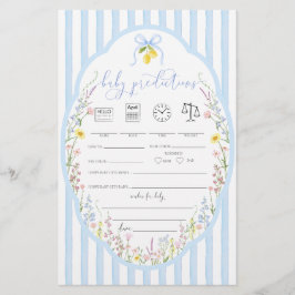 Posey Wildflowers Blue Bow Baby Predictions Game