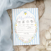 Posey Wildflowers Blue Bow Baby Predictions Game 招待状