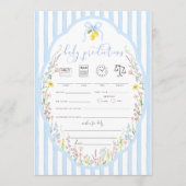 Posey Wildflowers Blue Bow Baby Predictions Game 招待状 (正面)