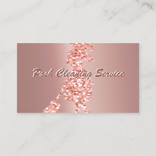 Poshクリーニングサービスバラゴールドフォイルピンクテンプレート 名刺 (裏面)