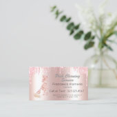 Poshクリーニングサービスメタリックピンクグリッター滴 名刺 (スタンド正面)