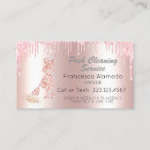 Poshクリーニングサービスメタリックピンクグリッター滴 名刺 (正面)