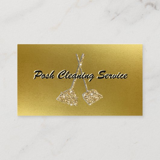 Poshクリーニングサービスメタリック14k金ゴールドテンプレート 名刺 (裏面)