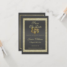 Posh金ゴールドブラック、グリッター、バルーン日付の保存