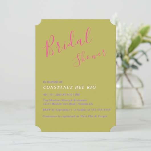 Posh ミニマル Bridal Shower Invitation 招待状 (スタンド正面)