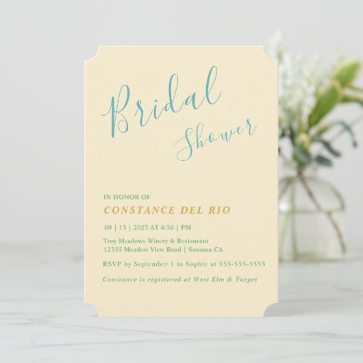 Posh ミニマル Bridal Shower Invitation 招待状 (スタンド正面)