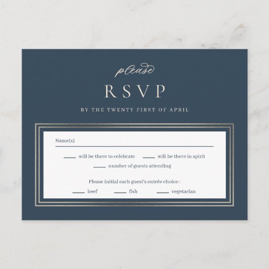 Posh 縁ど Wedding RSVP Reply Response Card ポストカード (正面)