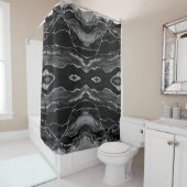 Posh Black Gray Silver Agate Marble Crystal Geode シャワーカーテン (インサイチュ)