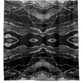 Posh Black Gray Silver Agate Marble Crystal Geode シャワーカーテン (正面)