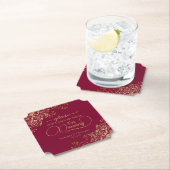 Posh Burgundy & 金ゴールドは私の飲み物を取らない結婚。 ペーパーコースター (インサイチュ)