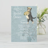 Posh Cats Blue Bridal Shower招待 招待状 (スタンド正面)