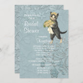 Posh Cats Blue Bridal Shower招待 招待状 (正面/裏面)