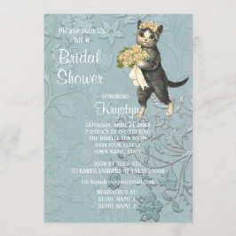 Posh Cats Blue Bridal Shower招待 招待状