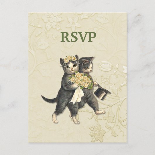 Posh Cats Wedding RSVP インビテーションポストカード (正面)
