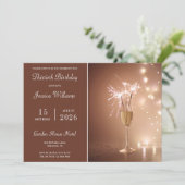 Posh Champagne, Sparkles & Lights Birthday Party 招待状 (スタンド正面)