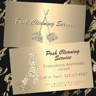 Posh Cleaning Service Metallic 14k金ゴールドテンプレート 名刺