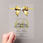Posh Gem Bow & Ribbon 60th Birthday アクリル招待状 (インサイチュ (ポータブル))