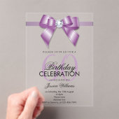 Posh Gem Bow & Ribbon 60th Birthday アクリル招待状 (インサイチュ (ポータブル))