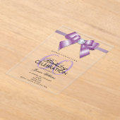 Posh Gem Bow & Ribbon 60th Birthday アクリル招待状 (レイダウン)