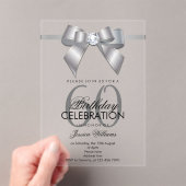 Posh Gem Bow & Ribbon 60th Birthday アクリル招待状 (インサイチュ (ポータブル))