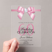 Posh Gem Bow & Ribbon 60th Birthday アクリル招待状 (インサイチュ (ポータブル))