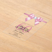 Posh Gem Bow & Ribbon 60th Birthday アクリル招待状 (レイダウン)