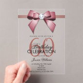 Posh Gem Bow & Ribbon 60th Birthday アクリル招待状 (インサイチュ (ポータブル))