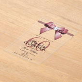 Posh Gem Bow & Ribbon 60th Birthday アクリル招待状 (レイダウン)