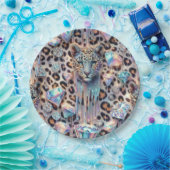 Posh Glam Opal Leopard Print Paper Plates ペーパープレート (パーティー)