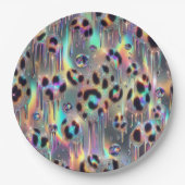 Posh Glam Opal Leopard Print Paper Plates ペーパープレート (正面)