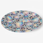Posh Glam Opal Leopard Print Paper Plates ペーパープレート (アングル)
