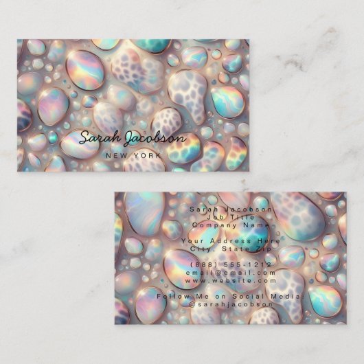 Posh Luxury Opal Iridescent Style 名刺 (正面/裏面)