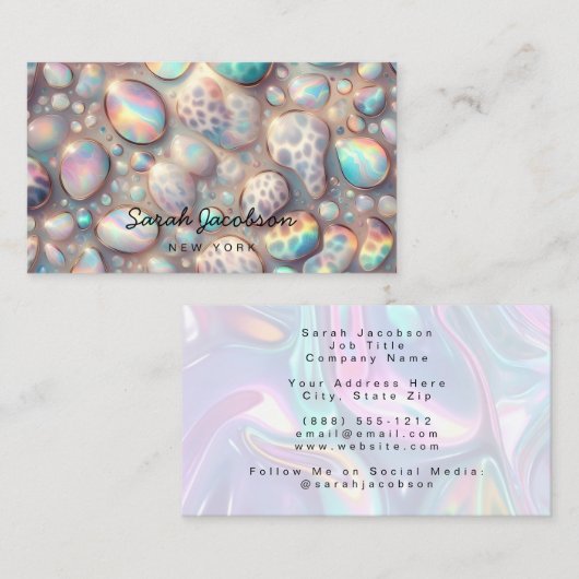 Posh Luxury Opal Iridescent Style 名刺 (正面/裏面)