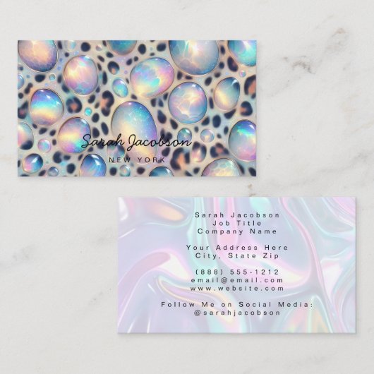 Posh Luxury Opal Iridescent Style 名刺 (正面/裏面)